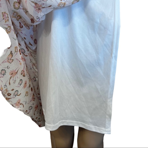 Miami Dress Women S White and Floral Metallic Thread Detail Wrap Style - Picture 11 of 12